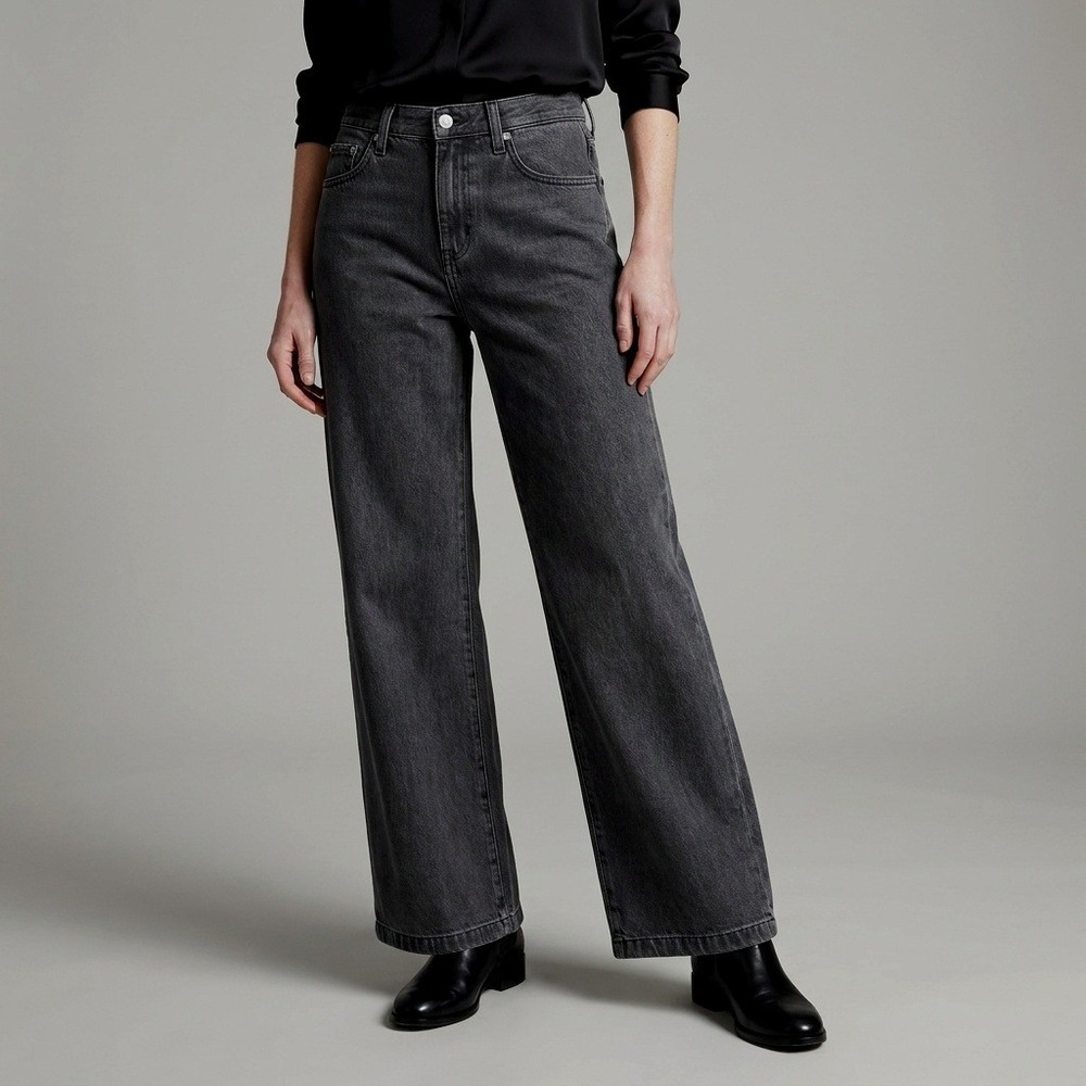 Pistola Zenoo Wide Leg High Rise Jeans Washed Black Gray Size 24 P00016156BI